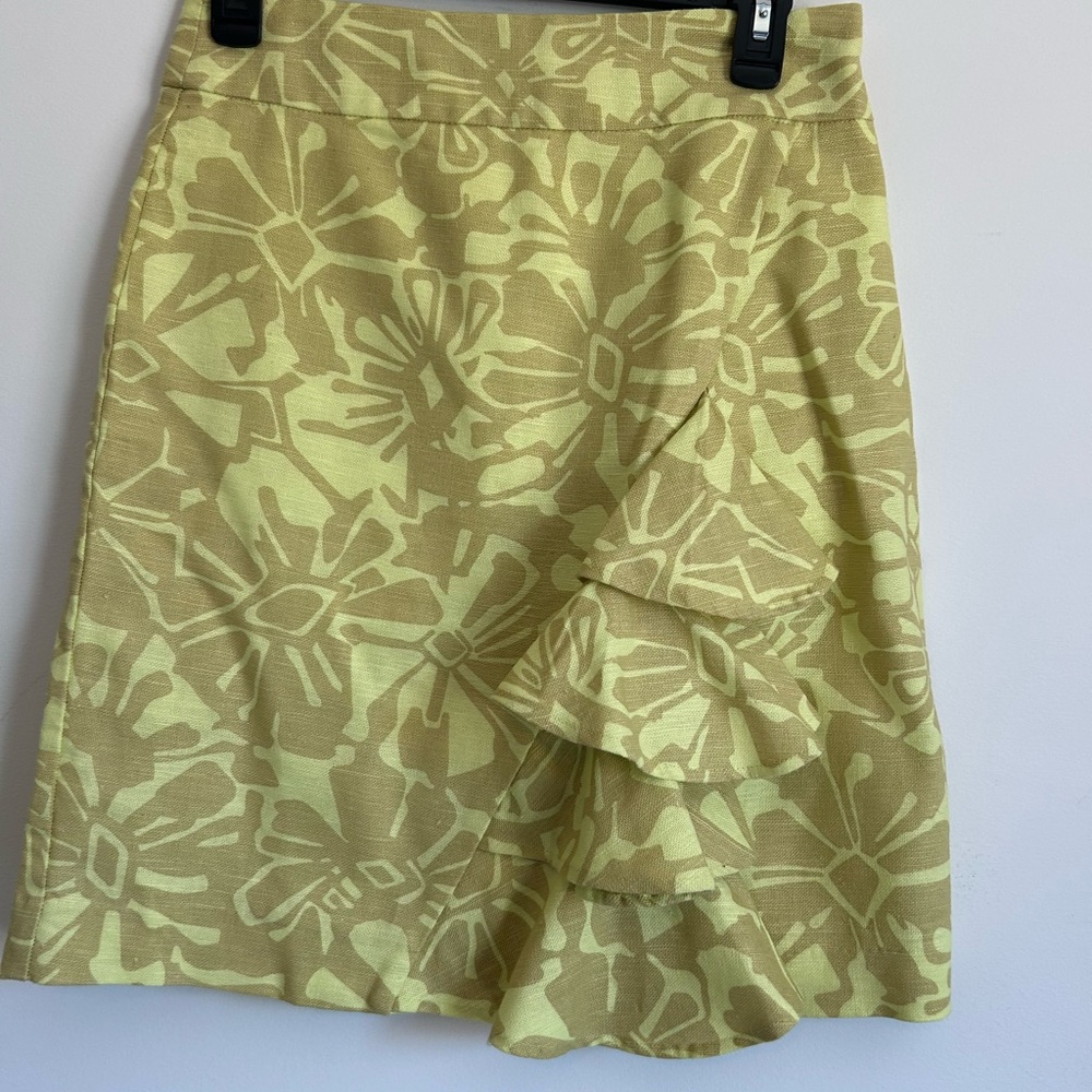 DownEast Yellow Ruffled A-Line Knee-Length Skirt